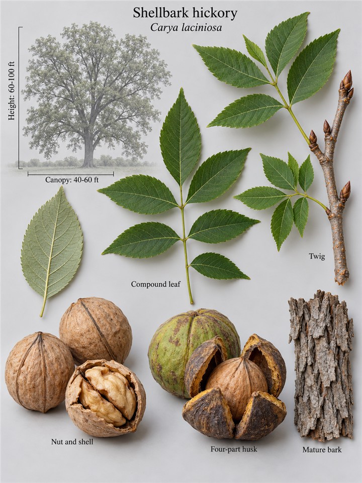 Shellbark hickory seedlings